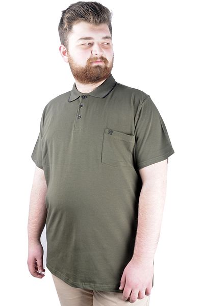 ModeXL Mode Xl Plus Size T-shirt Polo Lycra Single Jersey με τσέπη 21558 Χακί