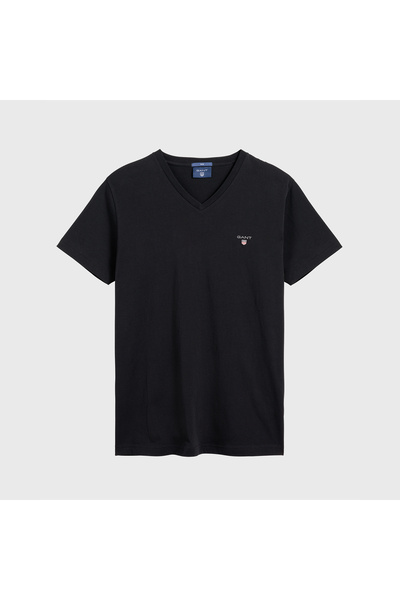 Gant Erkek Siyah Slim Fit V Yaka T-shirt