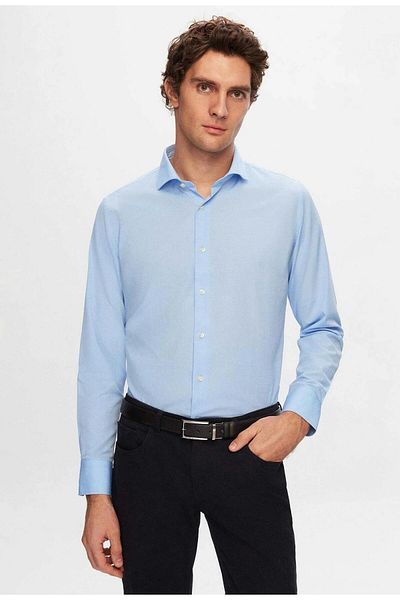 DORMEN Cămașă pentru bărbați Classics Easy-Iron Slim Fit Slim Fit Classic cu guler fără buzunar
