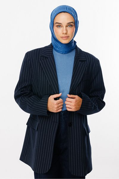Mooncorn Μεταξένιο ζακάρ κασκόλ Indigo Viora Pattern