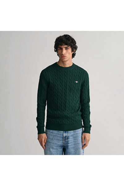 Gant Erkek Yeşil Regular Fit Bisiklet Yaka Kazak