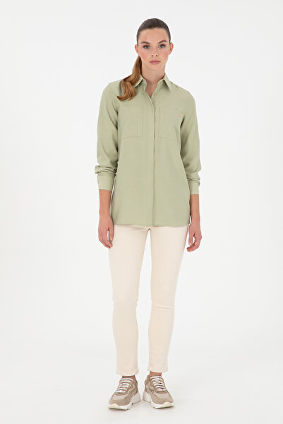 U.S. Polo Assn. Women's Light Khaki Long Sleeve Tunic Shirt 50293568-Vr183