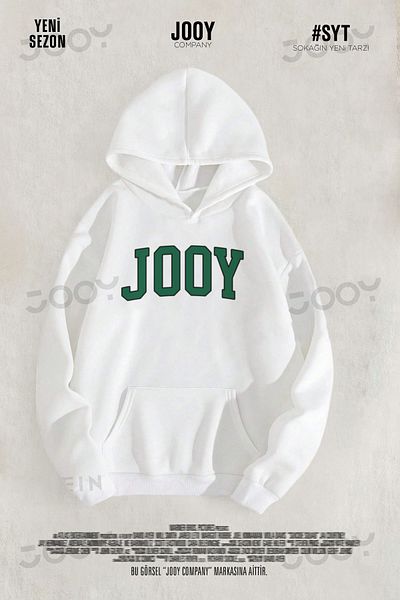 Jooy Company Φούτερ με κουκούλα με κουκούλα 3 κλωστών με λευκή στάμπα Jooy