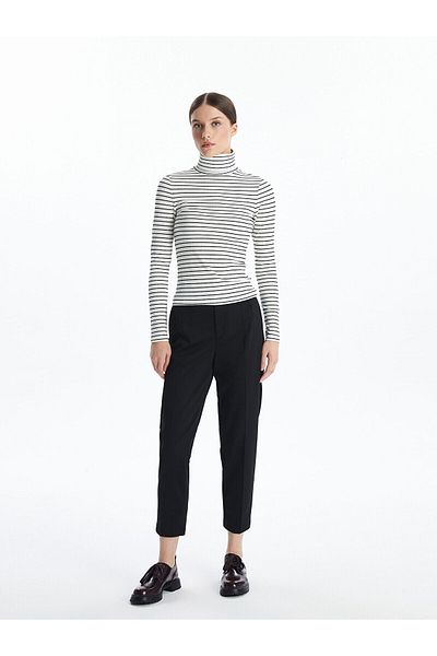 LC Waikiki Stand Collar Striped Long Sleeve Women's Bodysuit
