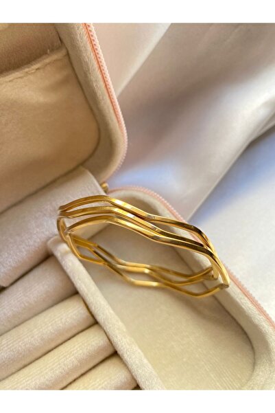 ladefy Çelik Kadın Dalgalı İnce 3' lü Ajda Bilezik