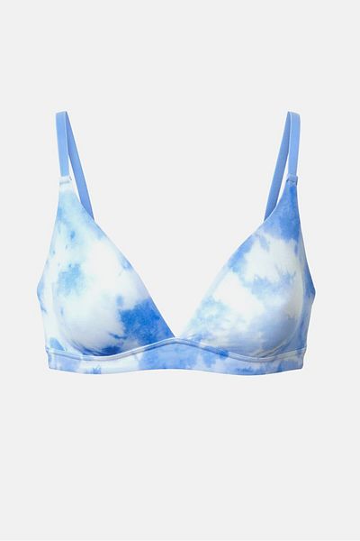 Tchibo Women Tie Dye Non Padded Triangle Bra, Blue