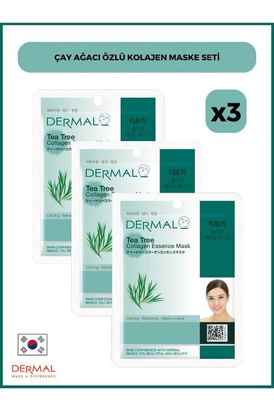 Dermal 23 gr *3 Pieces TeA Tree ExtrAct CollAgen MAsk