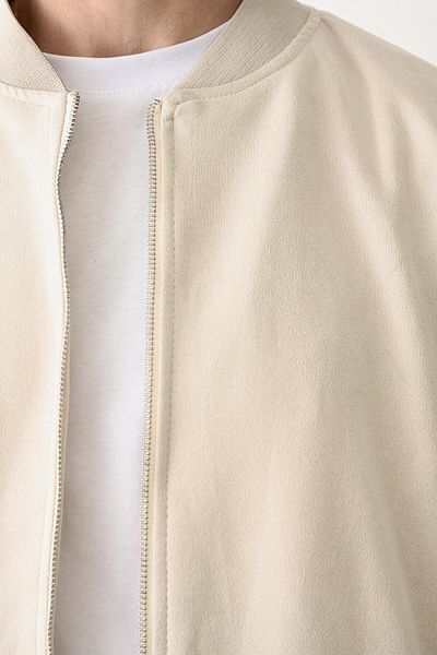 Valiberta Nubuck Lined Double Pocket Zippered Men's Jacket/Mont - Cream