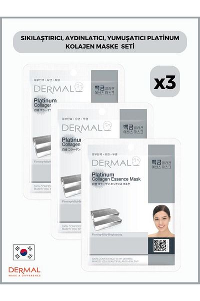 Dermal Platinum Collagen Mask - 23 Gr, 3 Pieces, Firming, Brightening and Softening