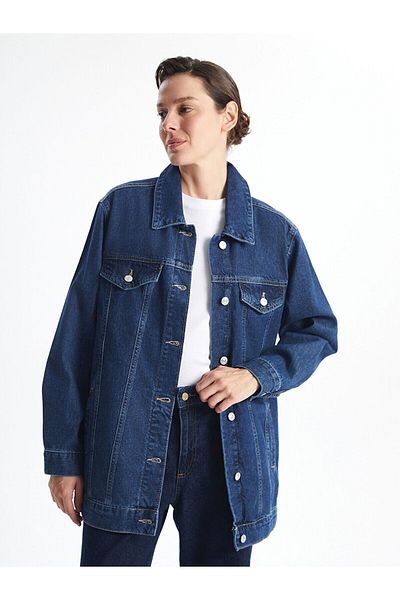 LC Waikiki Jachetă de jeans pentru femei Lcwk Shirt Guler Oversize
