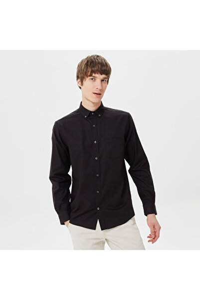 Lacoste Erkek Regular Fit Düğmeli Yaka Siyah Gömlek