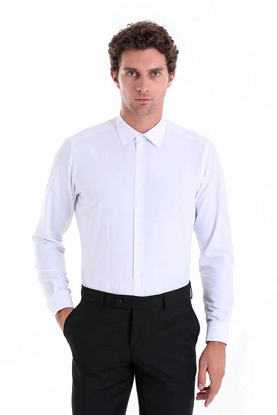 DORMEN Cămașă pentru bărbați Classics Easy-Iron Slim Fit Slim Fit Classic cu guler fără buzunar