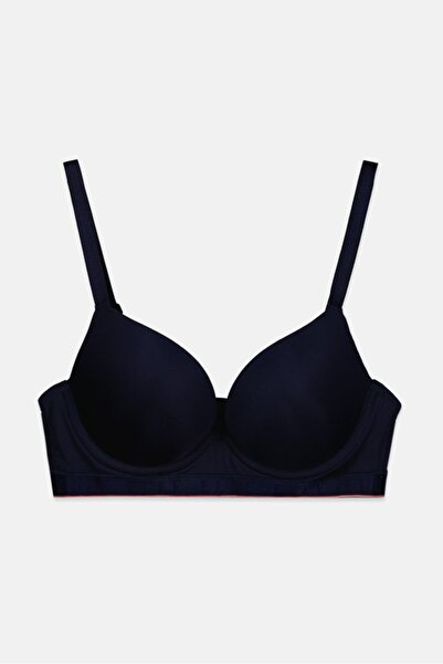 ELLE Women Lightly Padded Underwire Bra, Navy Blue