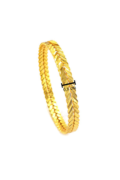 FerizZ Altın Kaplama Başak Model Adana Burması 8 mm 4'lü Bilezik Set BSET-101