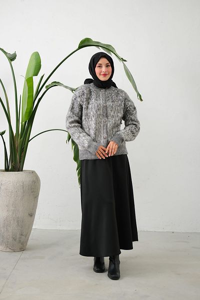 lurex moda Pulover tricotat cu nasturi în față