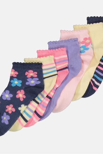Nicole Miller Kids Girl 12 Pairs Textured Quarter Socks, Pink
