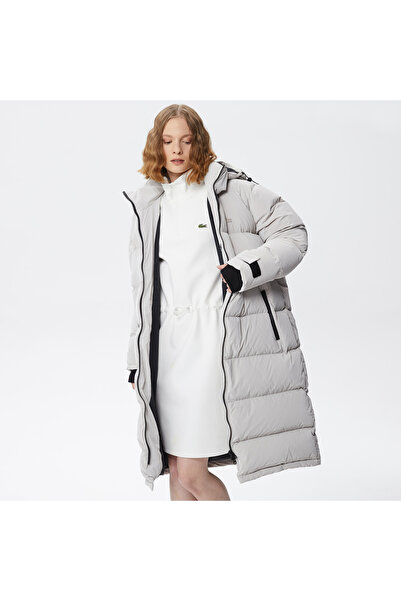 Lacoste Kadın Kapüşonlu Kapitone Gri Mont