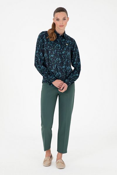 U.S. Polo Assn. Women's Dark Green Canvas Trousers 50290404 -Vr079