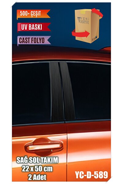 YENİ CREATİVE Araç Kapı Direk Kaplama Folyosu Metal Desenli (SAĞ SOL TAKIM) (...