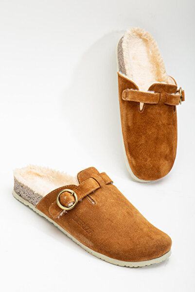 Deriza Παντόφλες Sabo από γνήσιο καστόρι και γούνα από φελλό - μαύρισμα