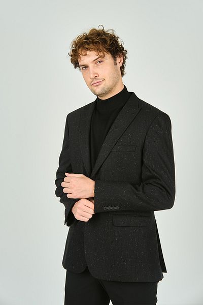 GİO Мъжко черно вълнено яке Gio - класическа кройка, стандартна кройка 3350