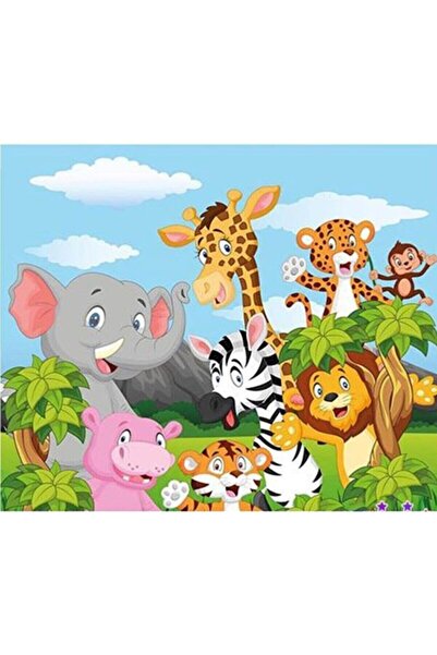 hediyehobihersey Sevimli Safari Tam Sayfa Pasta Üstü Yenilebilir Şekerli Kağı...