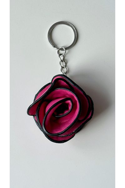 Âlâ Atelier Pink Leather Rose Flower Fabric Bag with Key