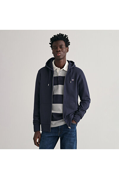 Gant Erkek Lacivert Regular Fit Kapüşonlu Sweatshirt
