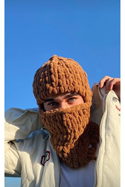 bi ters bi düz Μάσκα χειροποίητης πλέξης Puffy Snow