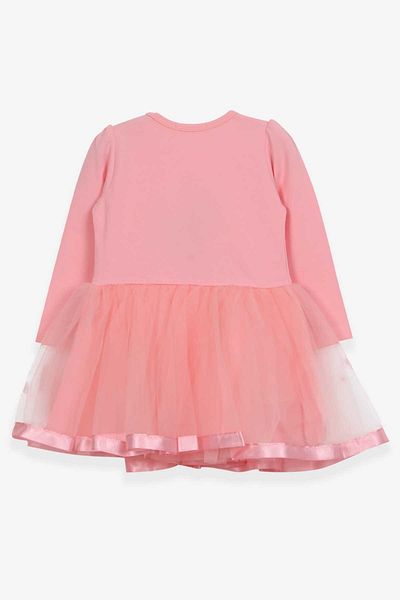 Breeze Girl's Long Sleeve Dress with Cat Embroidery and Sequins 1.5-5 Years, Salmon