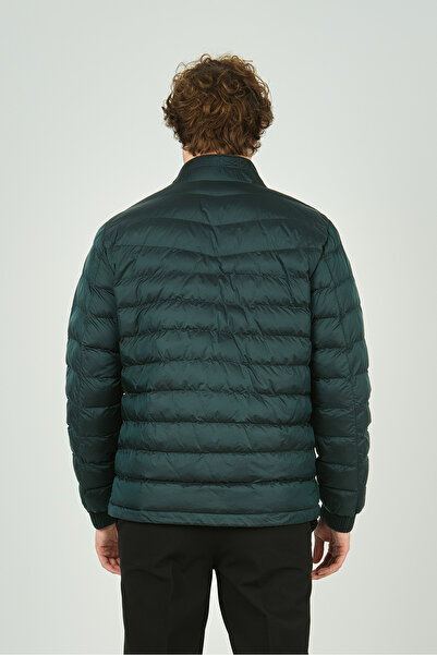 Allegro Чоловічий сувора комір на блискавці з кишенями, детально прошитий, наповнений пухом, куртка 7360, колір нафти