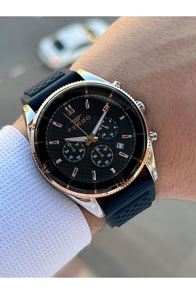 FERRO Silicone Cord Inner Functions Active 30 Mt Water Resistant Men's Wristwatch Efm.31920-E