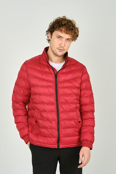 Allegro Men's Chief Collar Zipper Closure Pocket Detailed Quilted Puffer Jacket 7360 Red