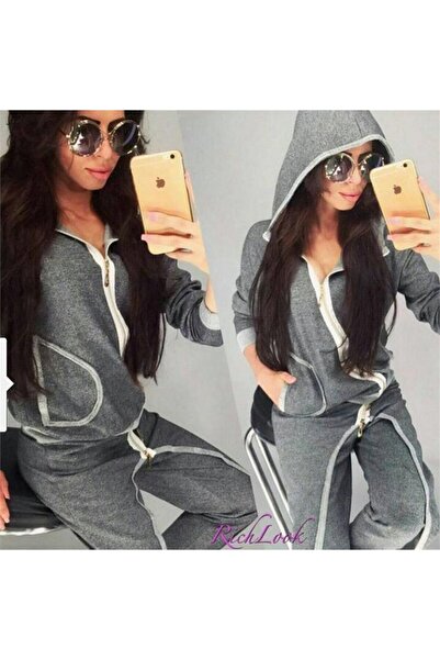 pink and pink طقم بدلة رياضية رمادية