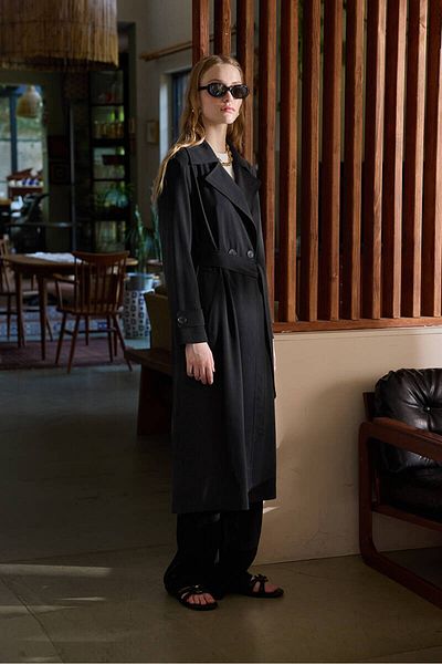 BE BLUE Black Lyocell Trenchcot