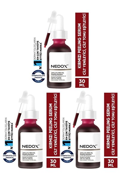 NEDOX سيروم التقشير الأحمر - 3 قطع، مجدد للبشرة ومعادل للون البشرة، Aha 30٪، ...