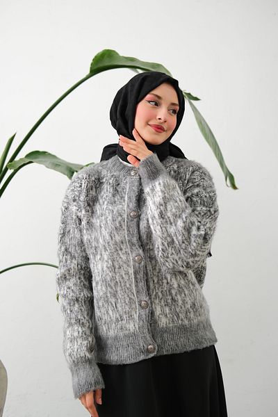lurex moda Pulover tricotat cu nasturi în față