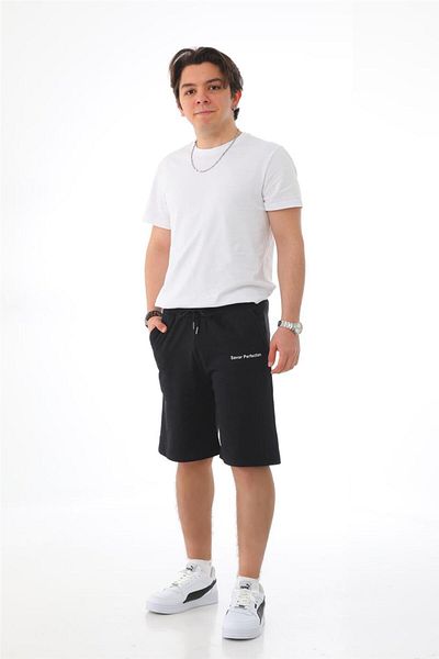 penyebizden Ανδρικό Regular Fit (NORMAL CUT) 100% βαμβακερό σορτς-μαύρο