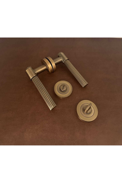 KOLDOOR Erva Handles ZK79 Mat Antik Sarı Rozetli Wc Banyo Kapı Kolu 1 Takım