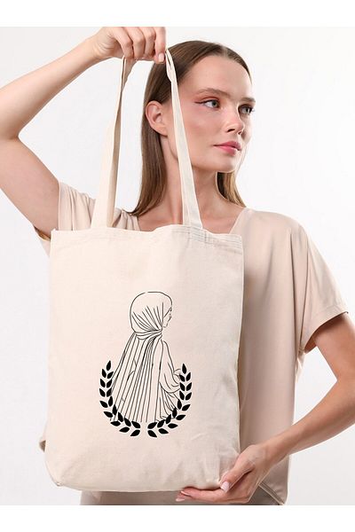 Çınar Bez Çanta Geantă tote pentru fete din pânză Hijab cu spatele răsturnat - crem - Geantă tote Çınar