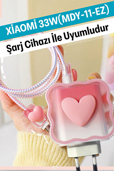 WANNA PROTECT Xiaomi 33W Uyumlu Şeffaf Şarj Başlığı Adaptörü Koruma Redmi Kab...