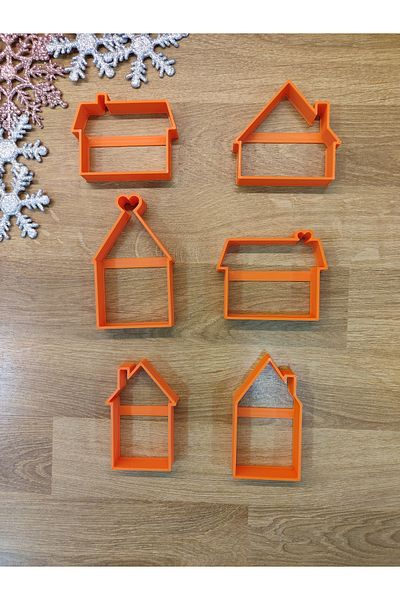 Maflen Christmas New Year Tiny Houses Set of 6 Cookie Cutter and Dough Shaper