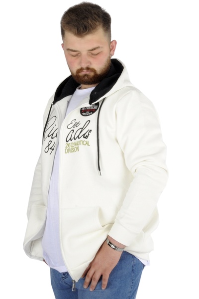 ModeXL Mode Xl Чоловічий светр з капюшоном на блискавці Riv 22522 Екрю