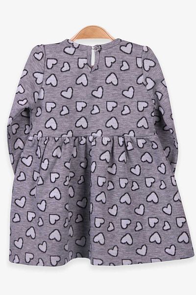 Breeze Girl's Long Sleeve Dress with Bow, Age 1.5-5, Dark Gray Melange
