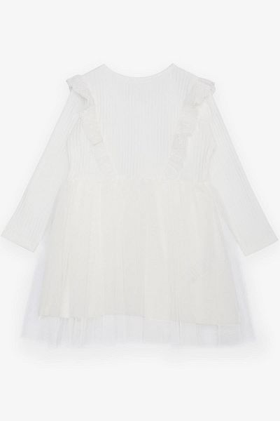 Breeze Girl's Long Sleeve Dress Tulle Embroidered Buttoned 1.5-5 Years, Ecru