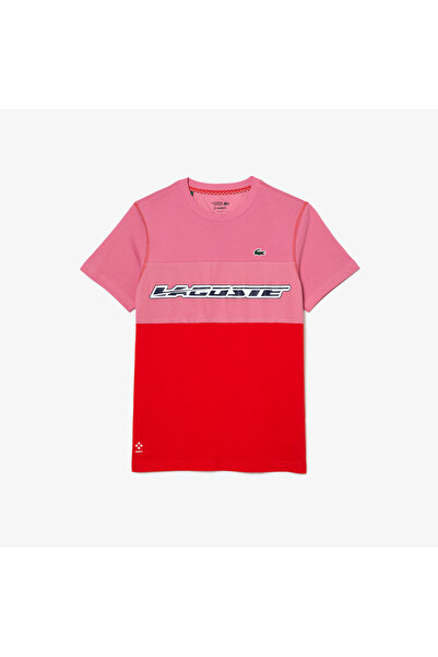 Lacoste Sport X Daniil Medvedev Men's Regular Fit Crew Neck Color Block Red T-Shirt
