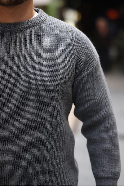 Valiberta Smoked Color - Crew Neck Oversize Men's Knitwear Sweater