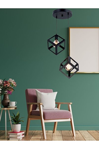 LBX LİGHTİNG BOX Yıldız Home Küp 2.li Rustik Siyah Avize