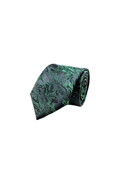 VENCHY Siyah Yeşil Batik Desen Kravat 7741-6K
