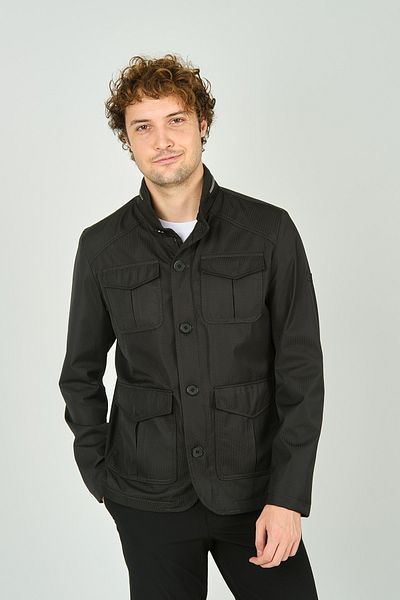 daynax Green Men's Long Coat - Pocket Detail, Stand Collar, 7000 Model